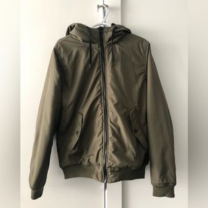 H&M divided men's hooded bomber jacket khaki green